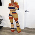 Women Stripped Patchwork Two Pieces