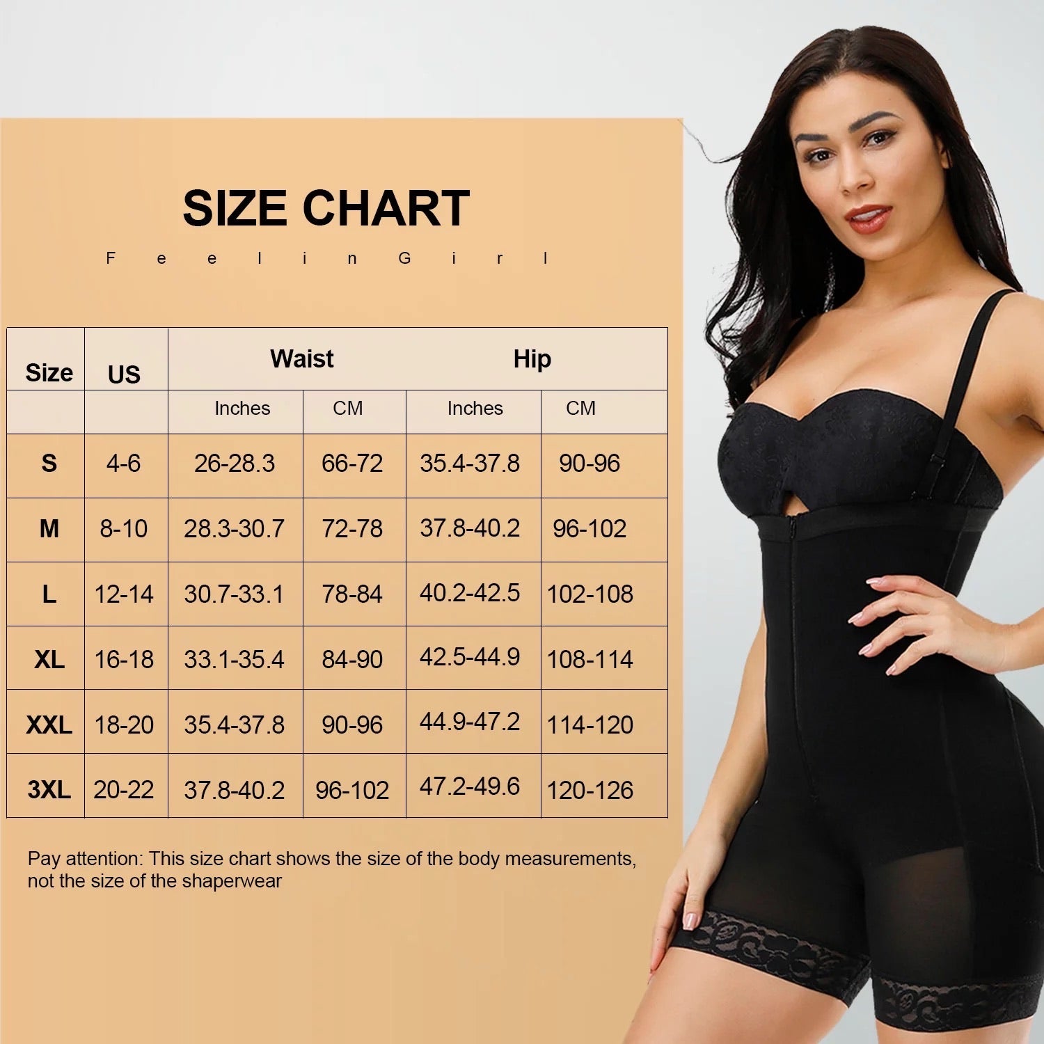 Detachable Straps Body Shaper Zipper Abdominal Control
